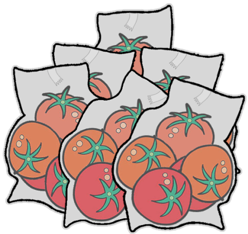 特売品の袋詰めのトマト