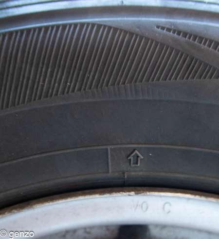 スタッドレスタイヤの摩耗度合いのチェック場所